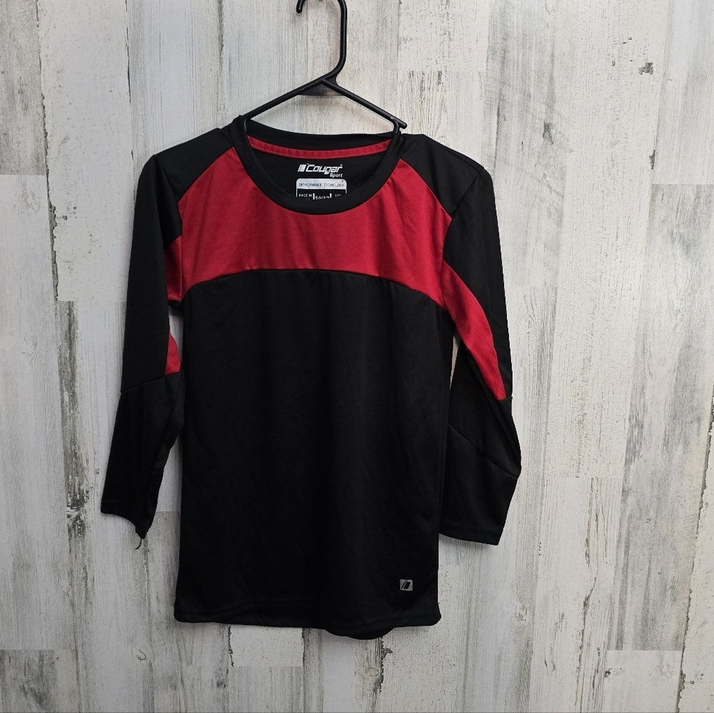 Cougar Sport Black and Red Athletic Long Sleeve Shirt Boys Size 10-12
